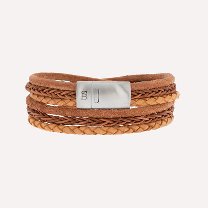 Light brown leather bracelet for men Bonacci Leather Bracelet Camel