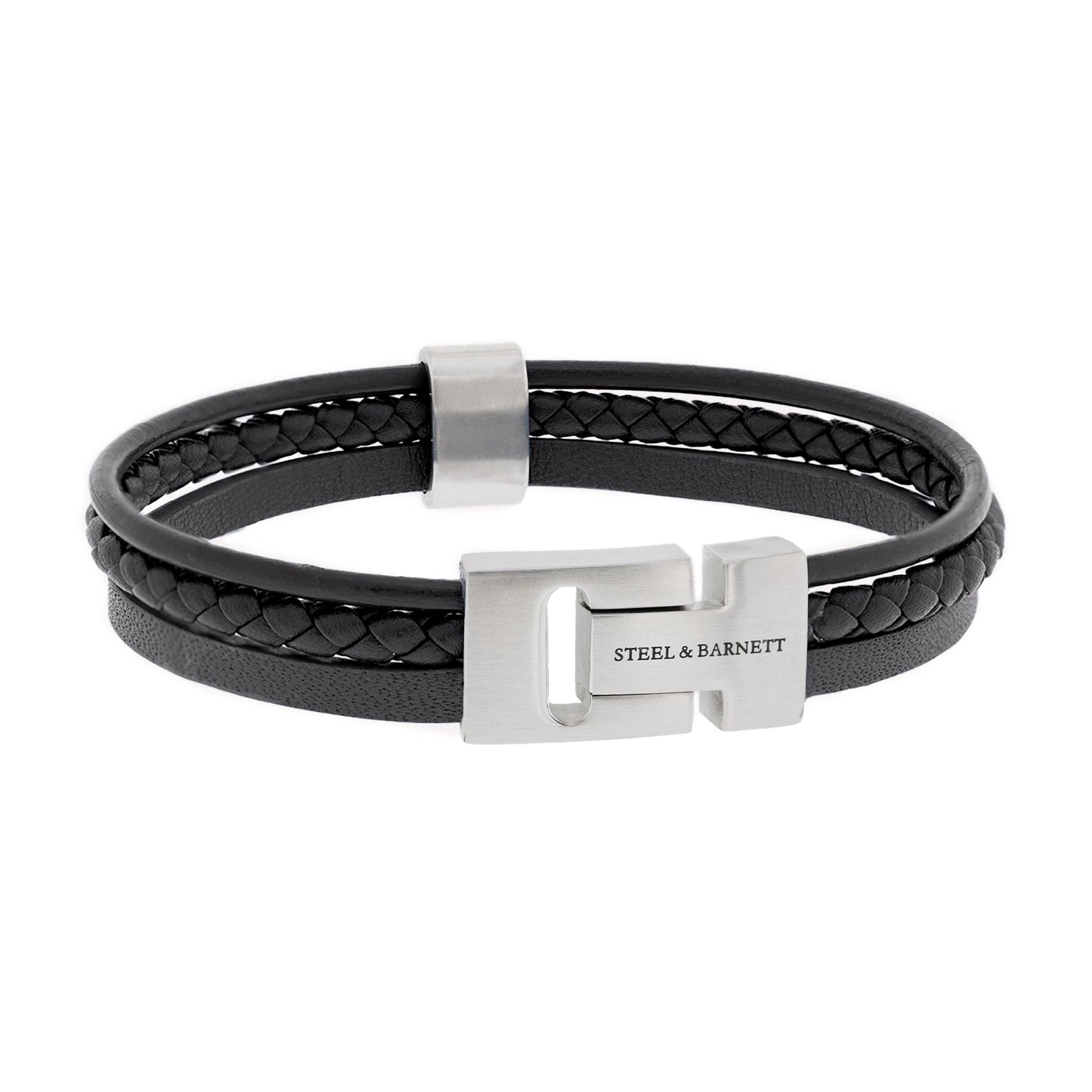 Black Leather Bracelet for men steel and barnett Casual Cole LBCC/001 - Black