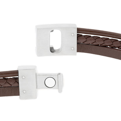 Brown Leather Bracelet for men steel and barnett Casual Cole brown