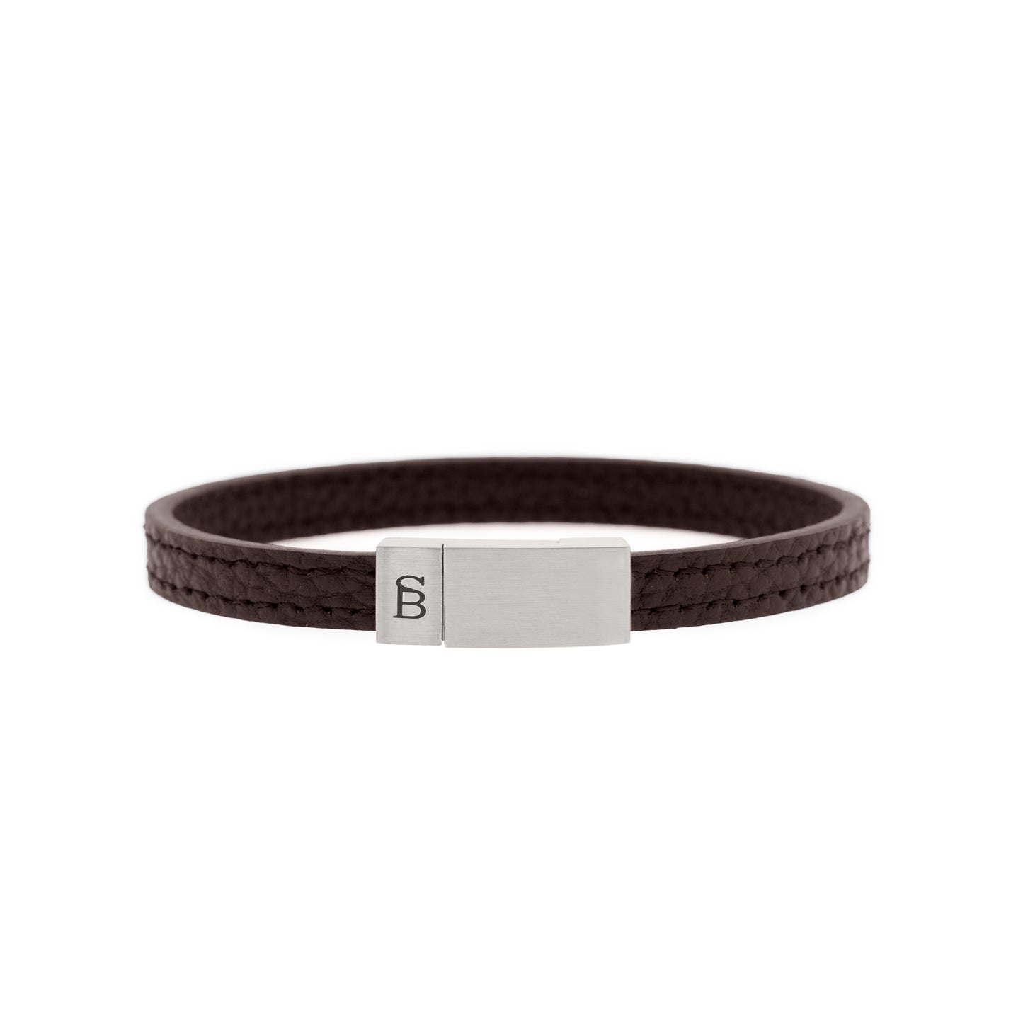 brown_Grady_PebbledLeatherBracelet_CowhideLeatherBraceletformen_GenuineLeather_StainlessSteelBracelet_Brown