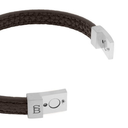 brown_Grady_PebbledLeatherBracelet_CowhideLeatherBraceletformen_GenuineLeather_StainlessSteelBracelet_Brown