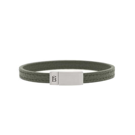 grey leather bracelet stainless steel clasp gray jewelry for men steel and barnett