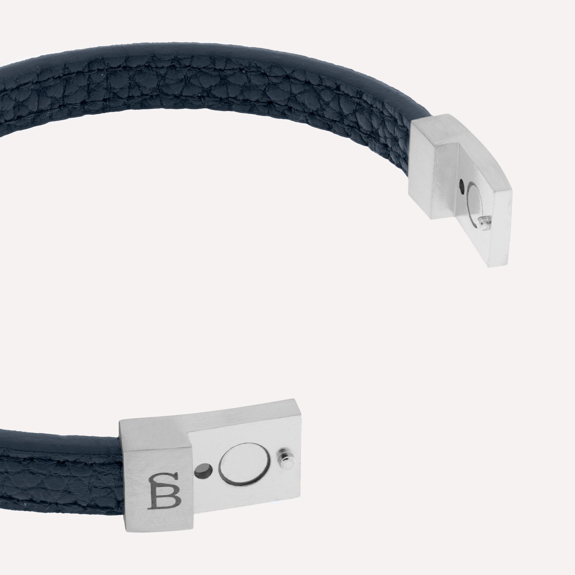 blue leather bracelet thin minimal jewelry for men stainless steel clasp steel and barnett