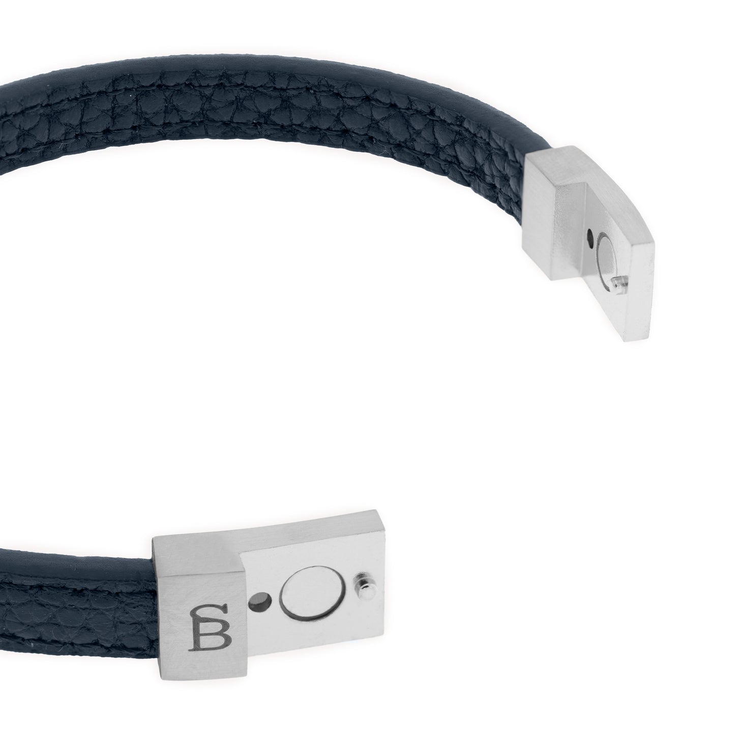 blue leather bracelet thin minimal jewelry for men stainless steel clasp steel and barnett