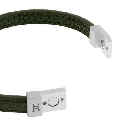 leather green bracelet for men stainless steel clasp steel and barnett