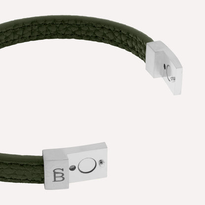 leather green bracelet for men stainless steel clasp steel and barnett