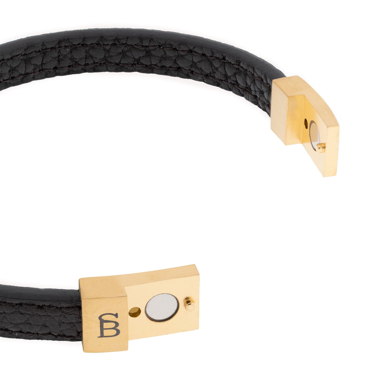 thin black leather gold bracelet fot men stainless steel steel and barnett