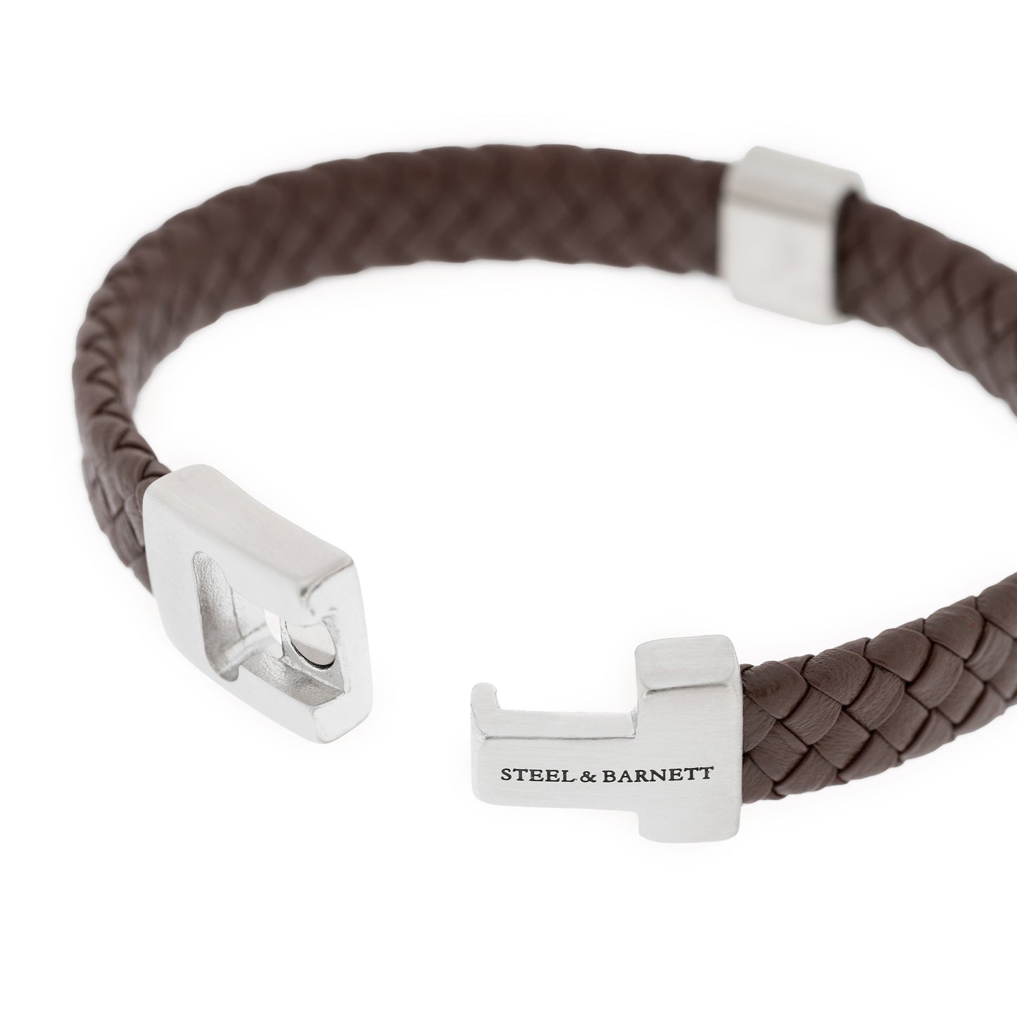 brown leather bracelet with stainless steel clasp steel and barnett