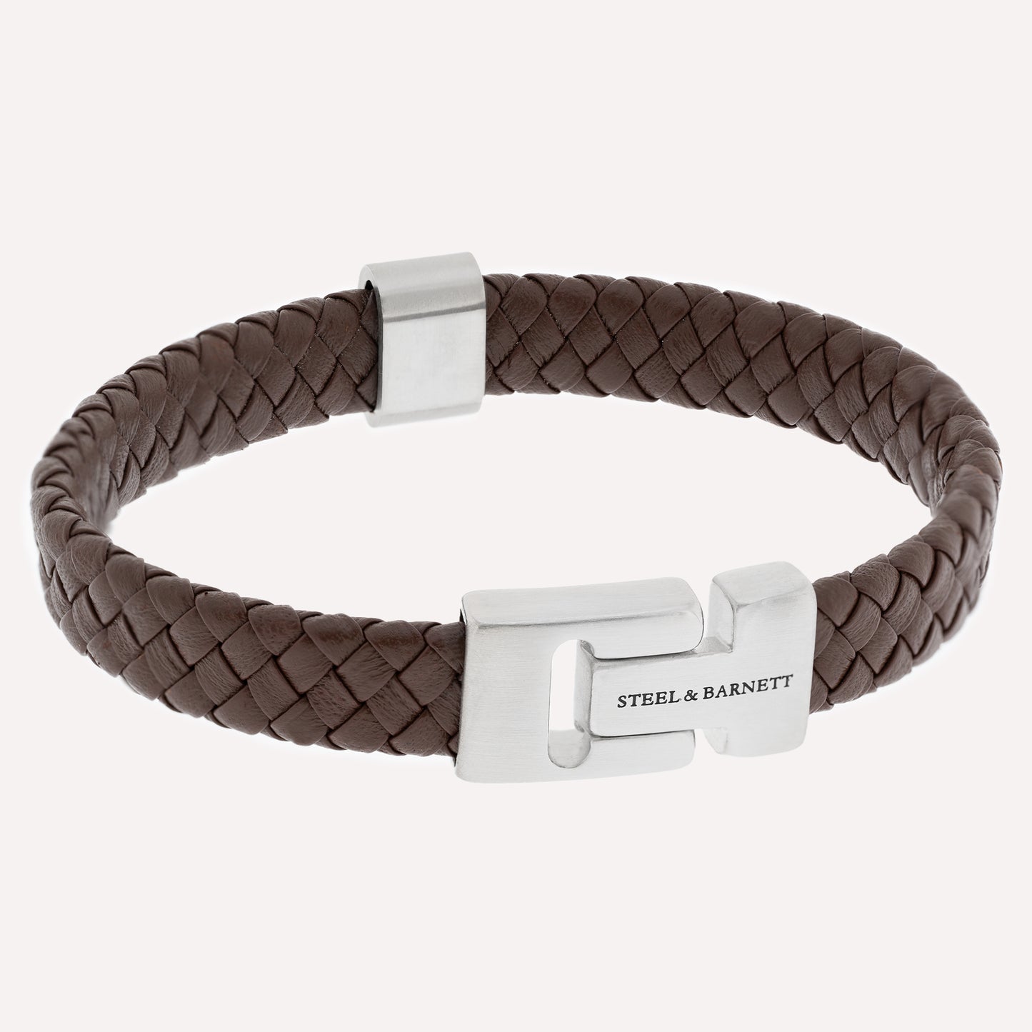brown leather bracelet with stainless steel clasp steel and barnett