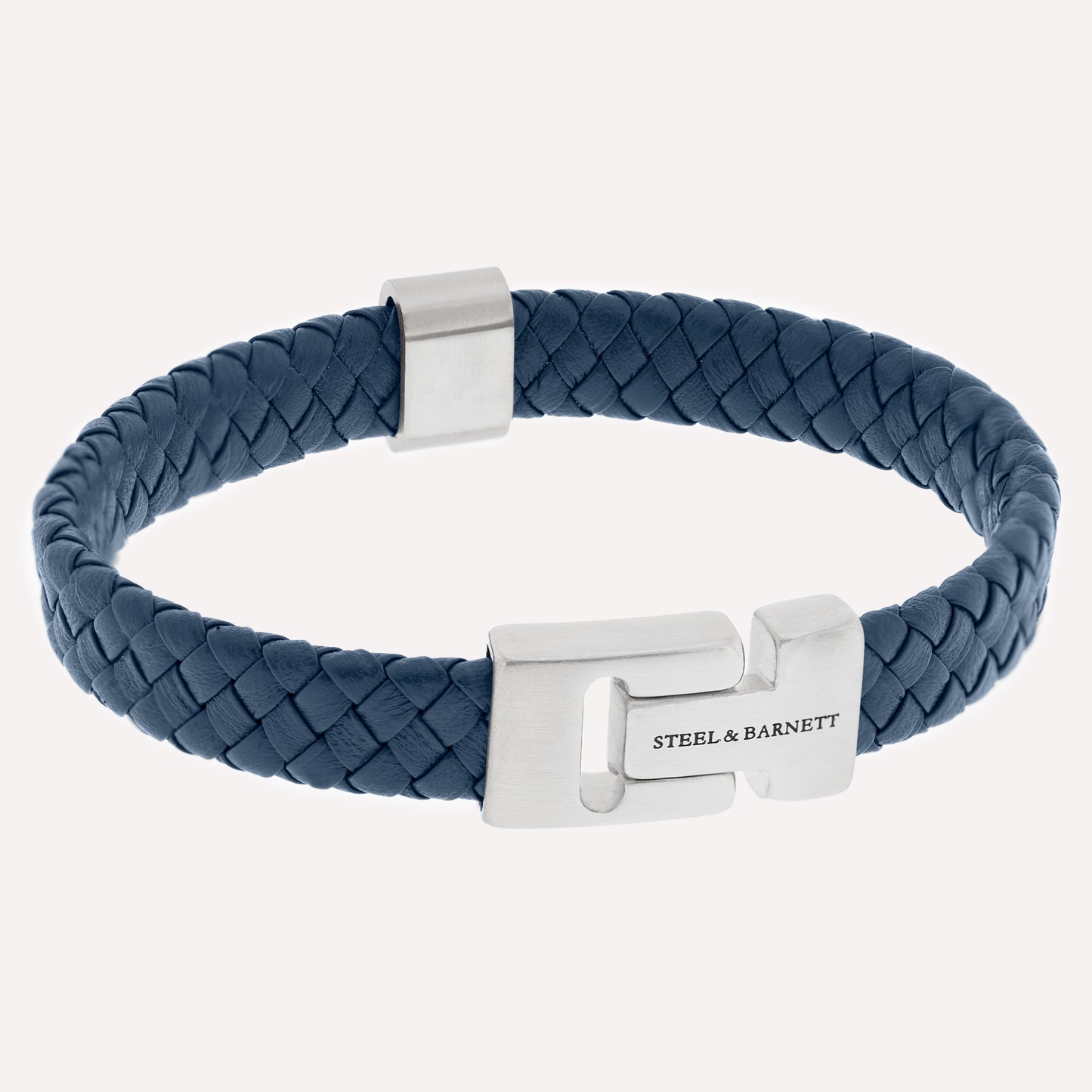 blue leather bracelet with stainless steel clasp steel and barnett