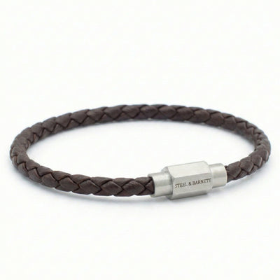 Thin Braided Brown Men’s Leather Bracelet