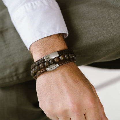 brown silver bracelets for men leather gemstones stainless steel steel and barnett gifts for him bracelet set