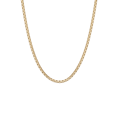 Thin Stainless Steel Box Chain Necklace in 18K Plated Gold