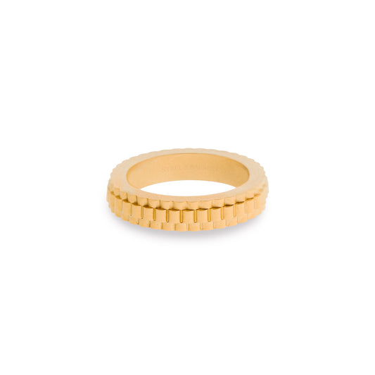 stainless steel waterproof minimal gold ring for men with detail steel and barnett