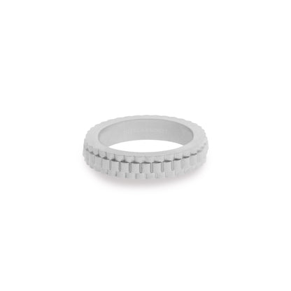 stainless steel waterproof minimal silver ring for men with detail steel and barnett