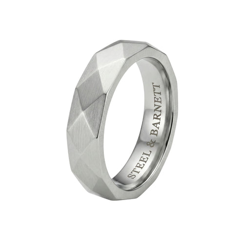 Men's Facet Band Ring In Stainless Steel