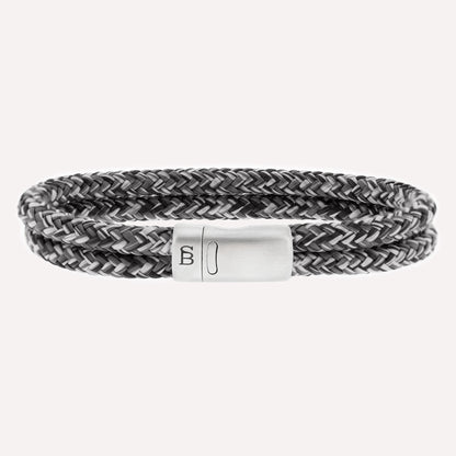 grey double rope bracelet stainless steel clasp steel and barnett Lake Rope Bracelet Black