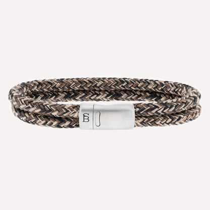 brown double rope bracelet stainless steel clasp steel and barnett Lake Rope Bracelet Black