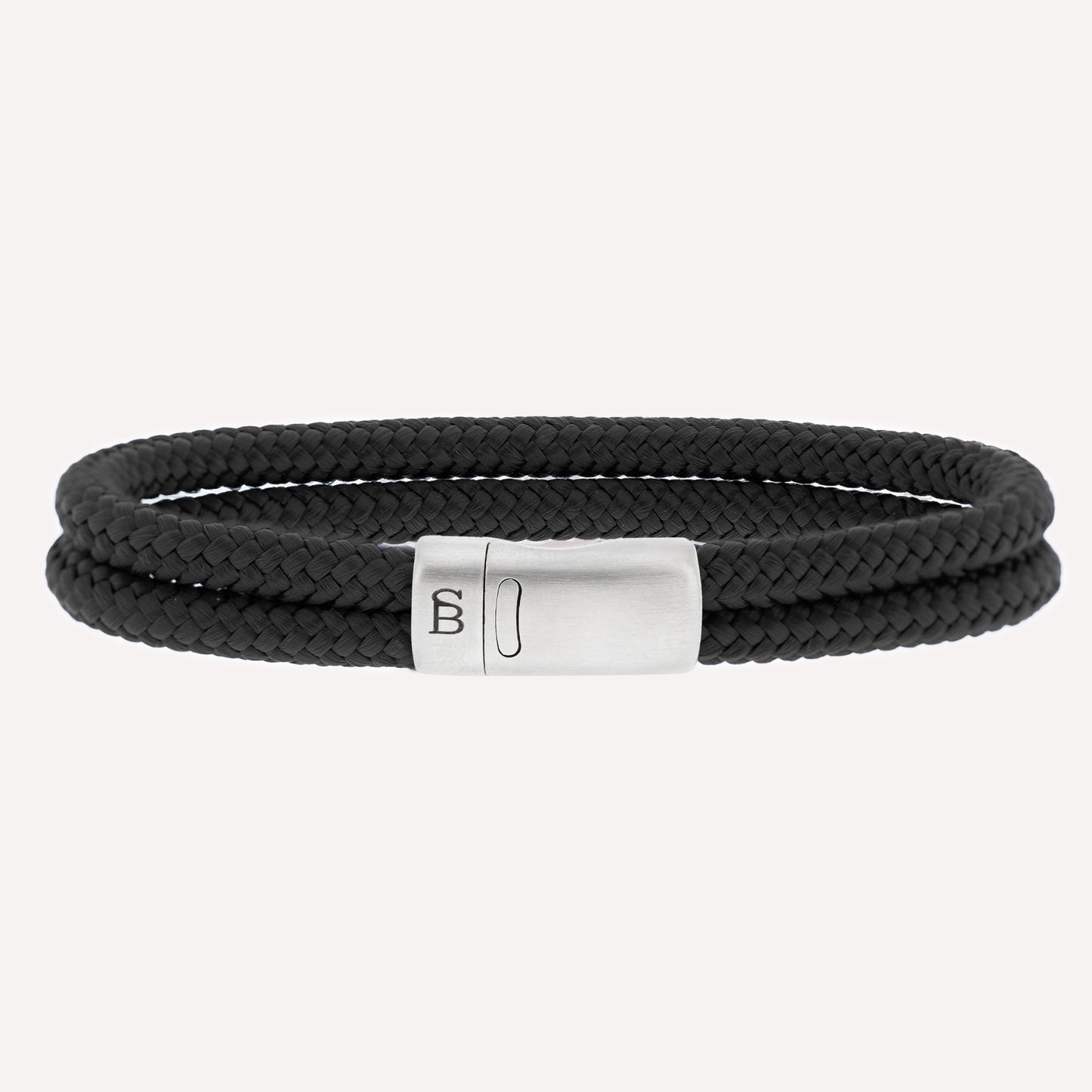 black double rope bracelet stainless steel clasp steel and barnett Lake Rope Bracelet Black