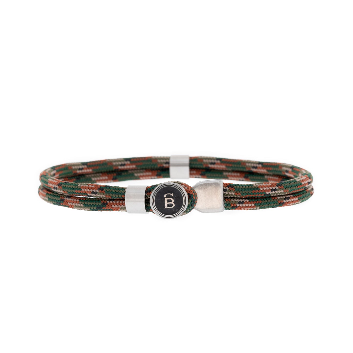 rope bracelet natural earthy tones green red silver stainless steel Riptide Rope Bracelet Black/Silver