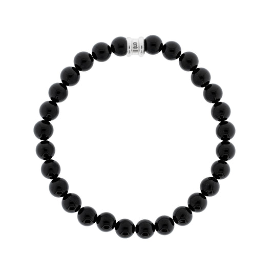 black bracelet for men beaded stone jewelry for men steel and barnett  8mm Round Gemstone Bracelet Night Black