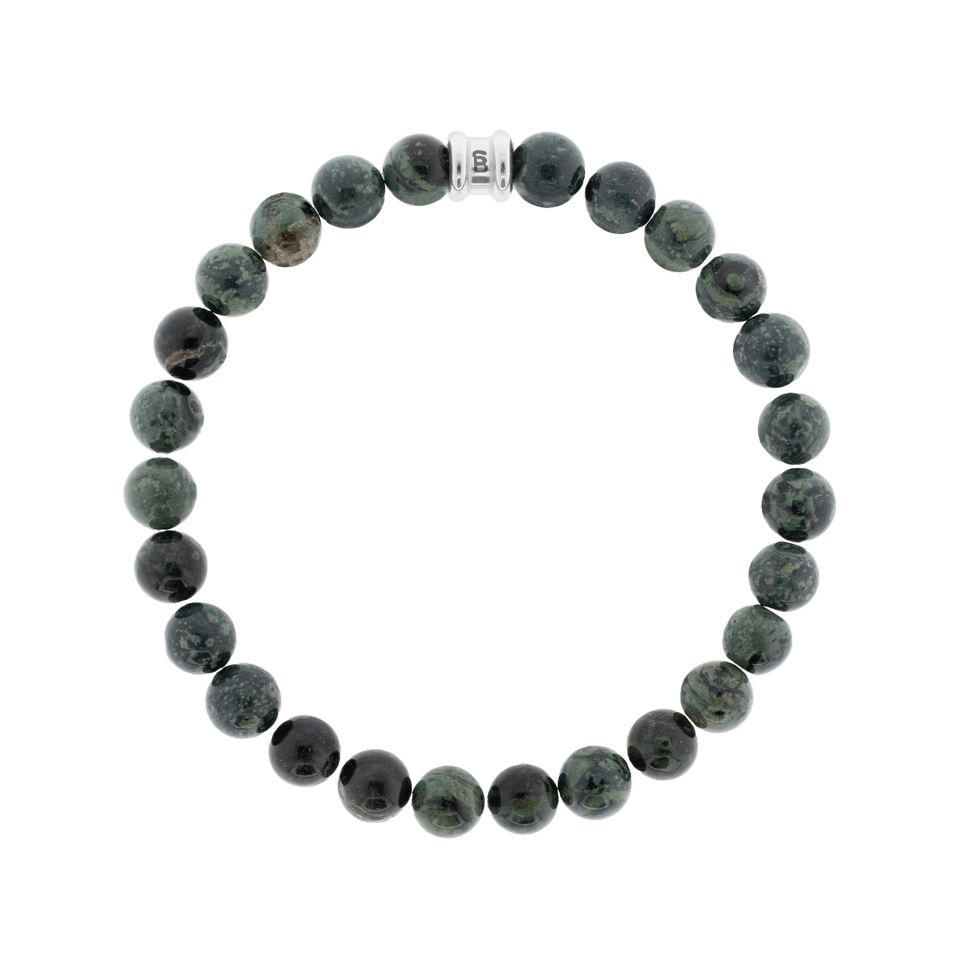 green bracelet for men stone jewelry for him  8mm Round Gemstone Bracelet Kambaba