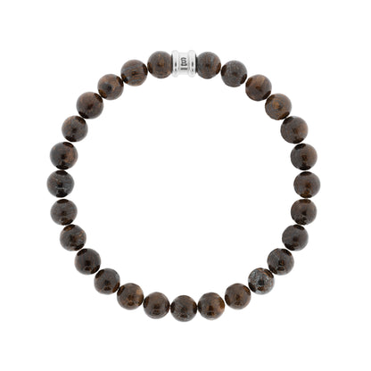 8mm Round Gemstone Bracelet Bronzite beaded stone bracelet for men steel and barnett