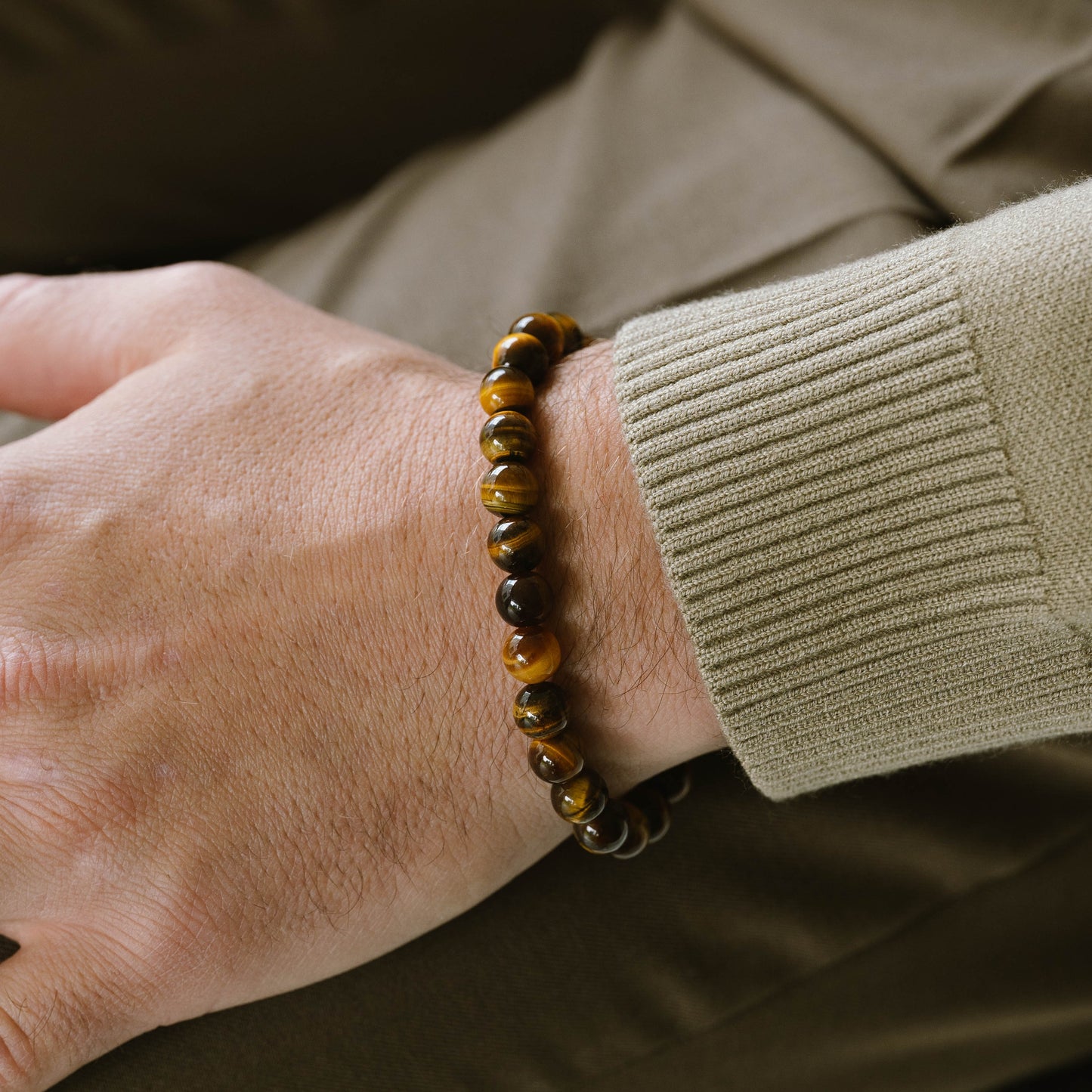 brown stone bracelet for men tigerey  8mm Round Gemstone Bracelet Matt Tiger Eyee