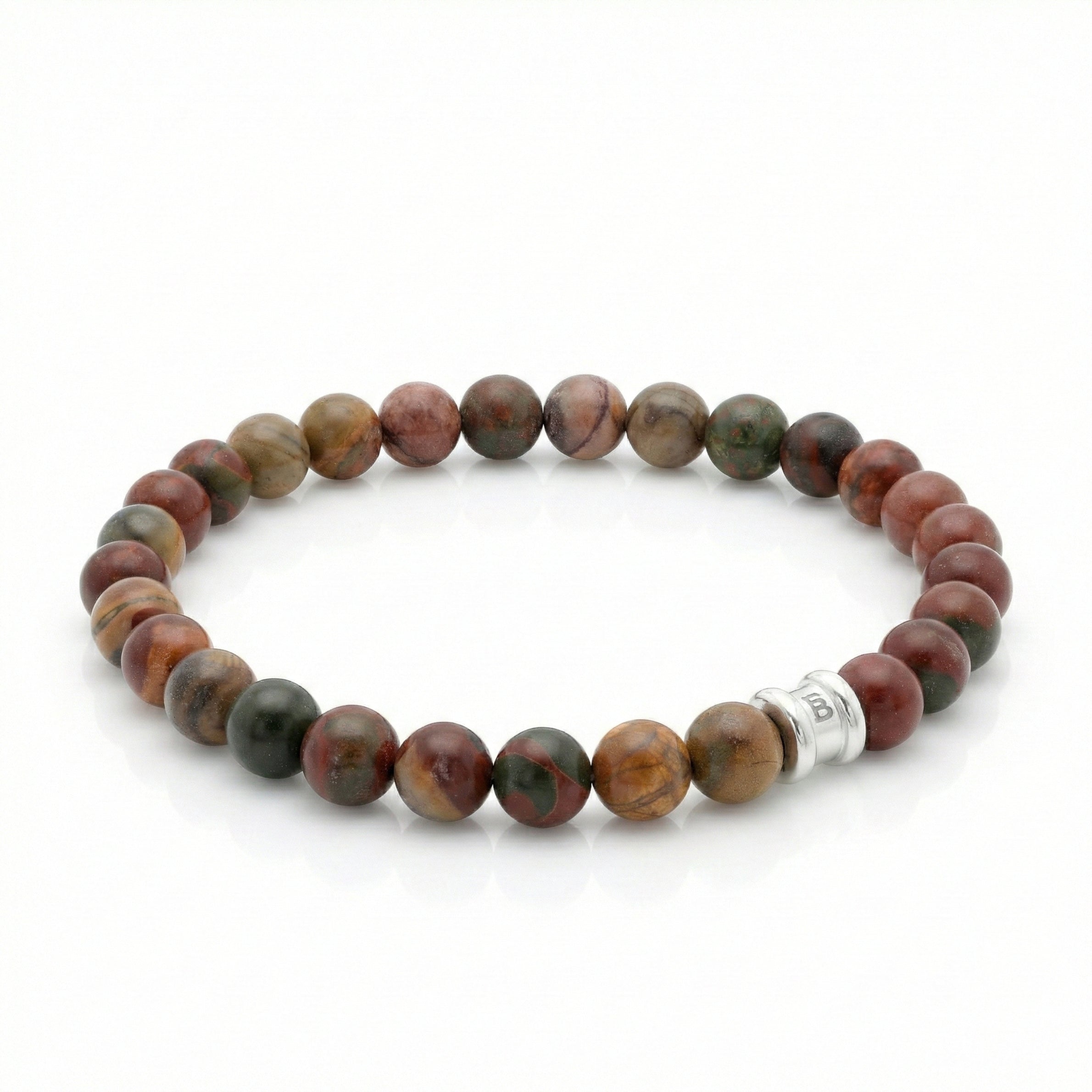 8mm Round Cherry Creek Jasper Gemstone Beaded Bracelet