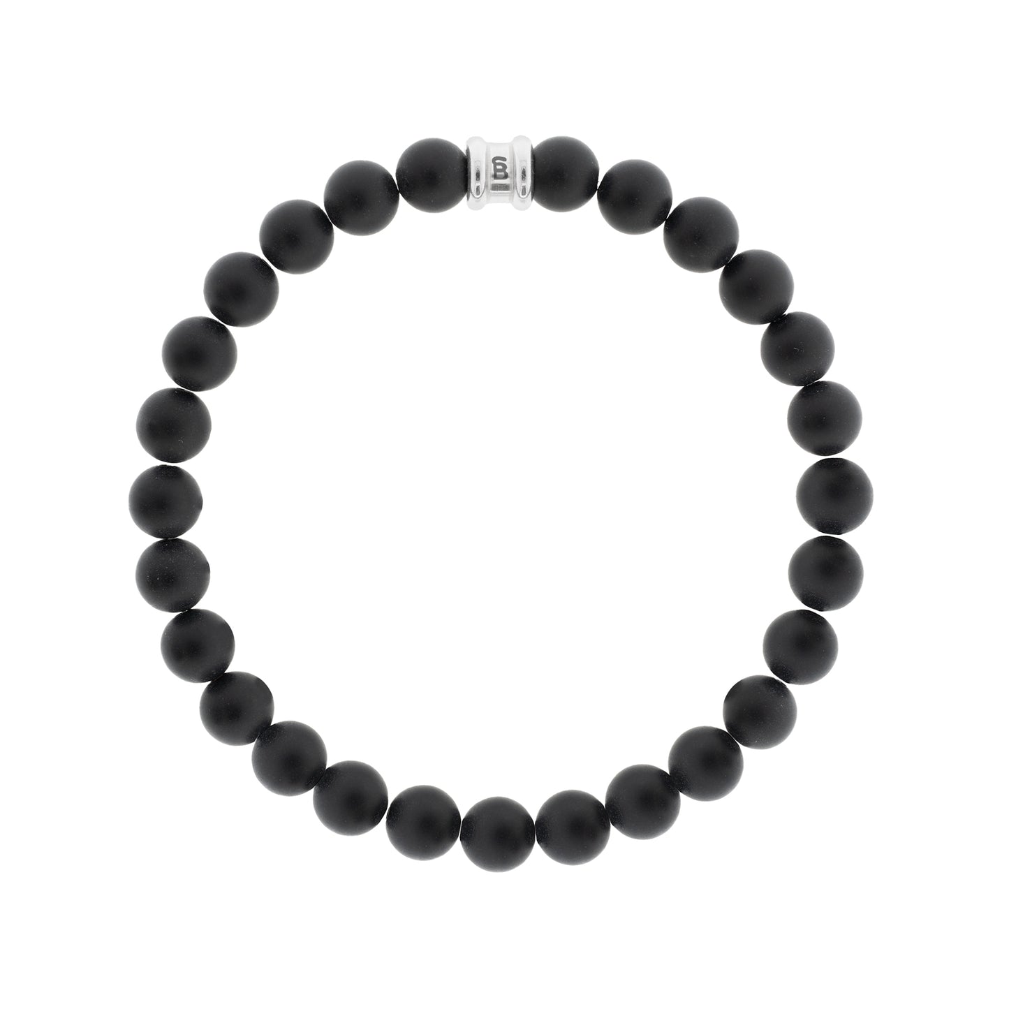 mat black bracelet for men jewelry for him steel and barnett  8mm Round Gemstone Bracelet Matt Black