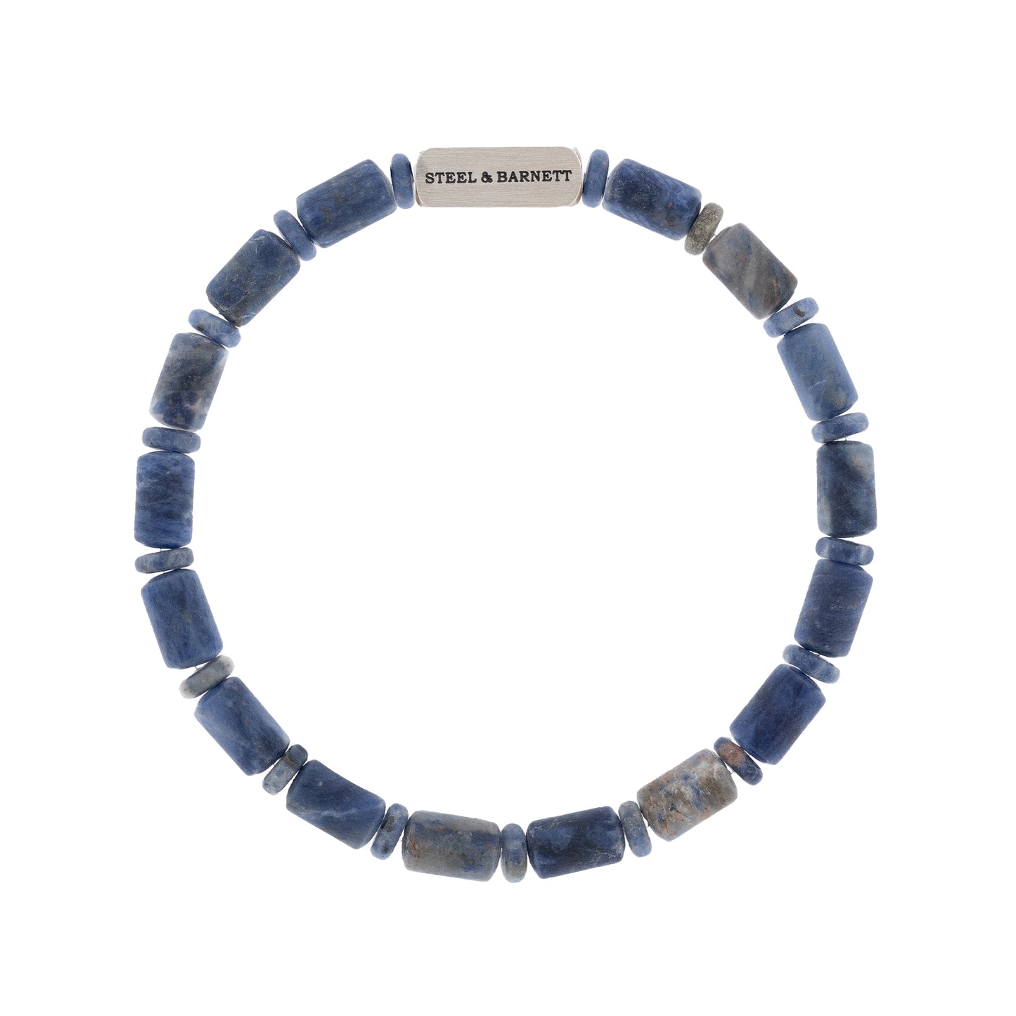 blue stone bracelet for men stainless steel gift for him steel and barnett Colourful Cal Barrel Gemstone Bracelet Matt Sodalite