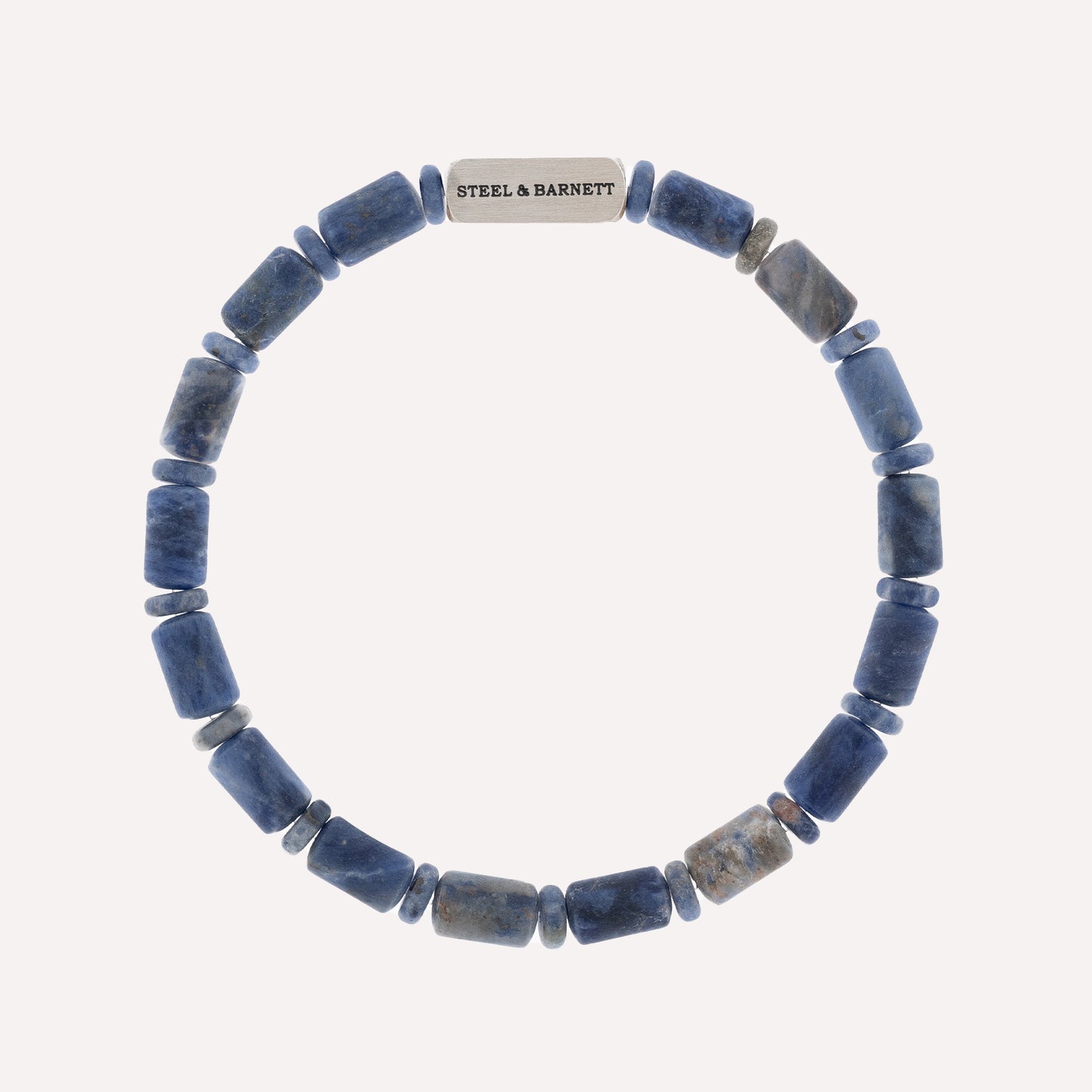 blue stone bracelet for men stainless steel gift for him steel and barnett Colourful Cal Barrel Gemstone Bracelet Matt Sodalite