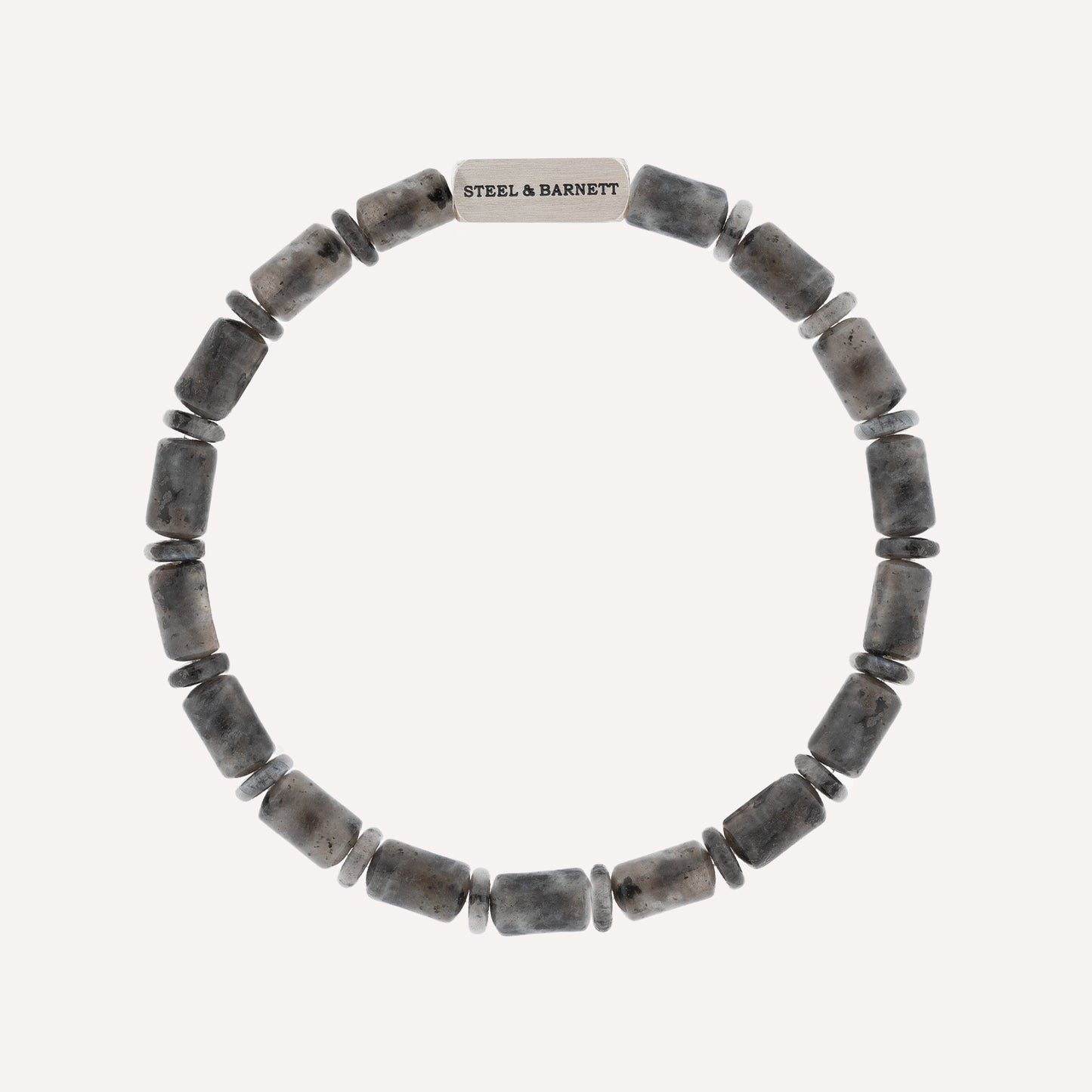 Stone bracelet for men grey natural color steel and barnett