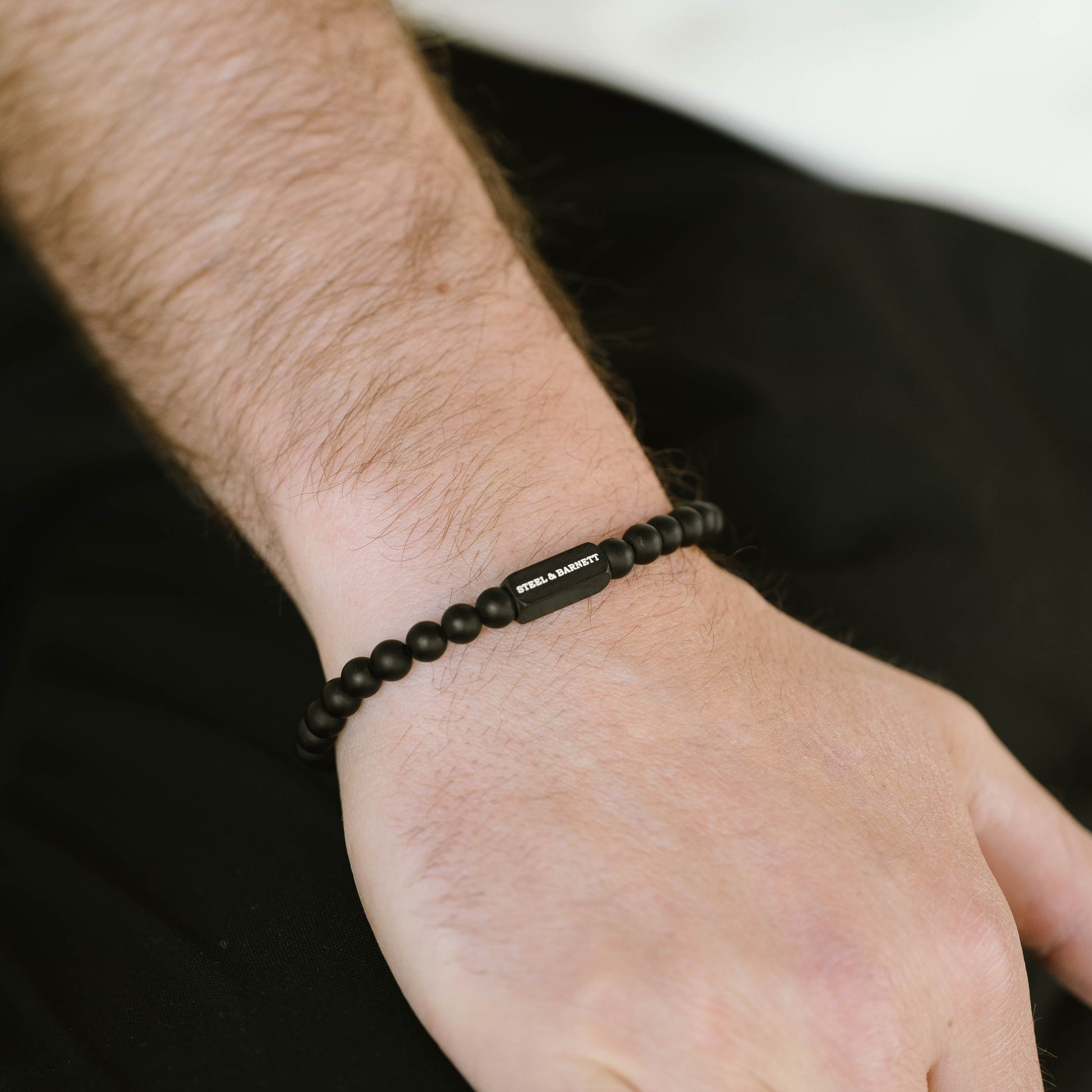 all black bracelet stone bracelet Black Edition 6mm Round Gemstone Bracelet Natural Ned for men steel and barnett