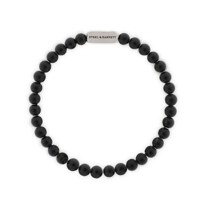 Natural Ned 6mm Round Gemstone Bracelet Matt Black