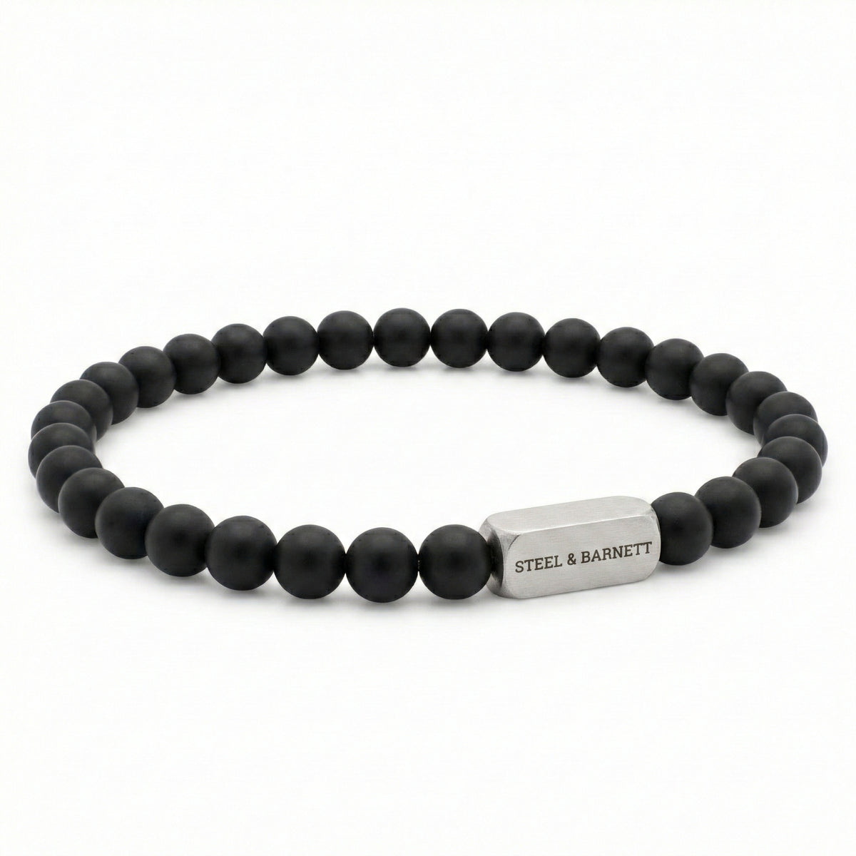 6mm Round Black Onyx Gemstone Bead Bracelet