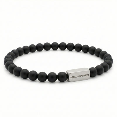 6mm Round Black Onyx Gemstone Bead Bracelet