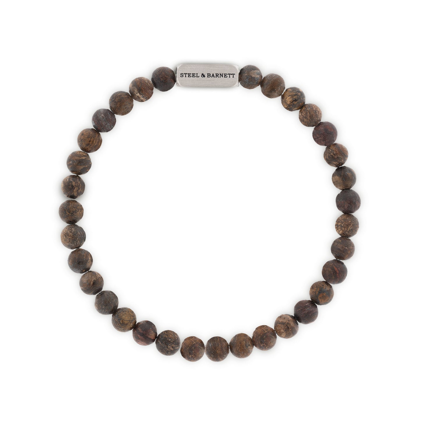 Natural Ned 6mm Round Gemstone Bracelet Matt Bronzite