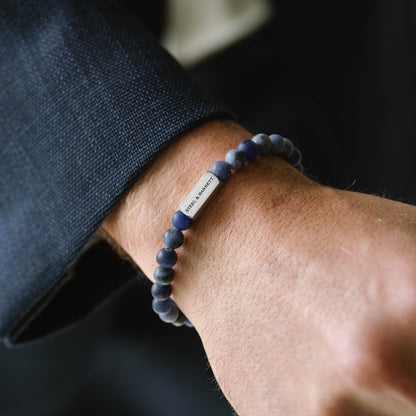 blue silver bracelets for men leather gemstones stainless steel steel and barnett