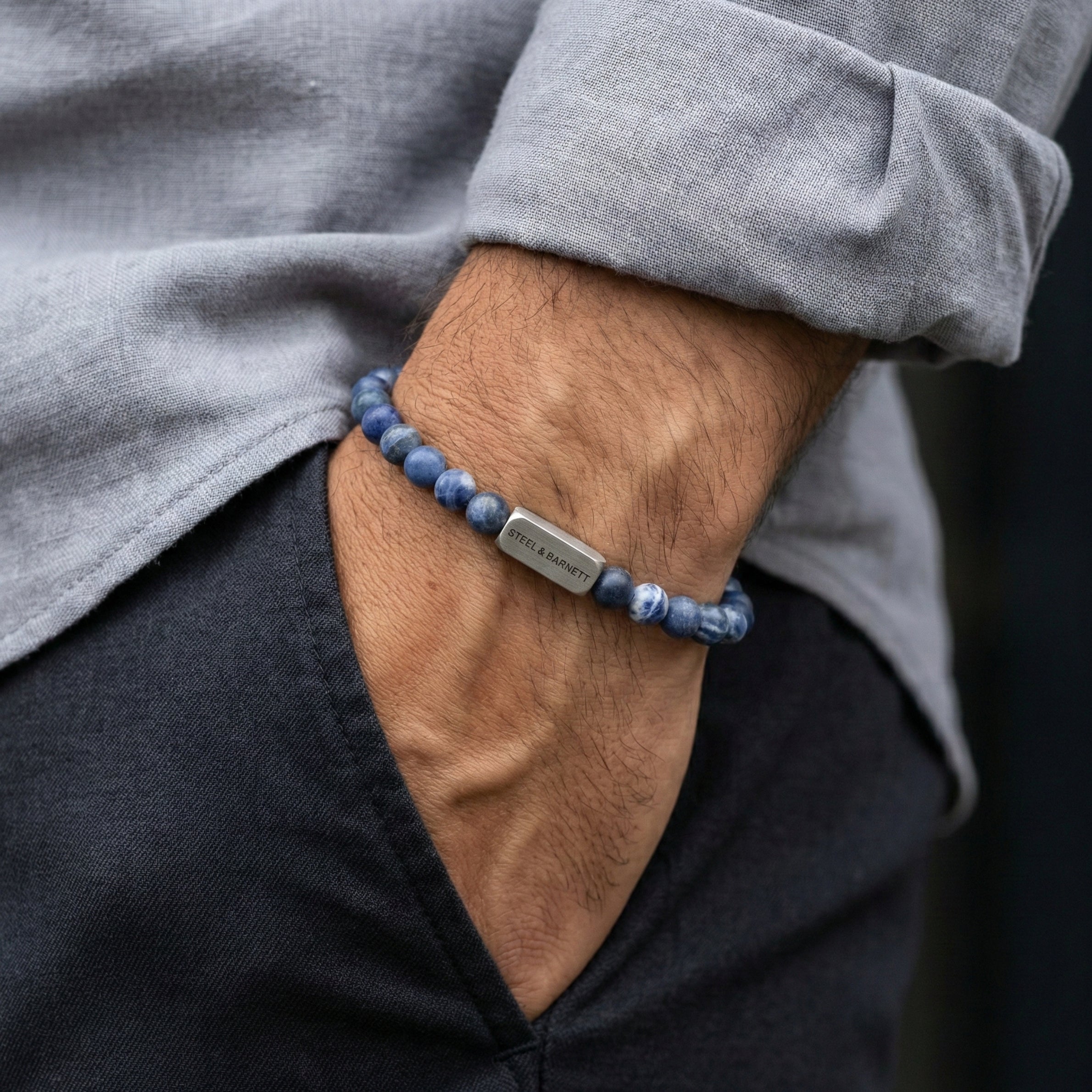 6mm Round Matte Sodalite Gemstone Bead Bracelet