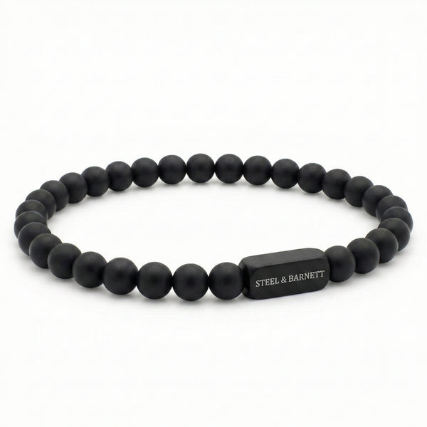 6mm Round Black Edition Onyx Gemstone Bead Bracelet