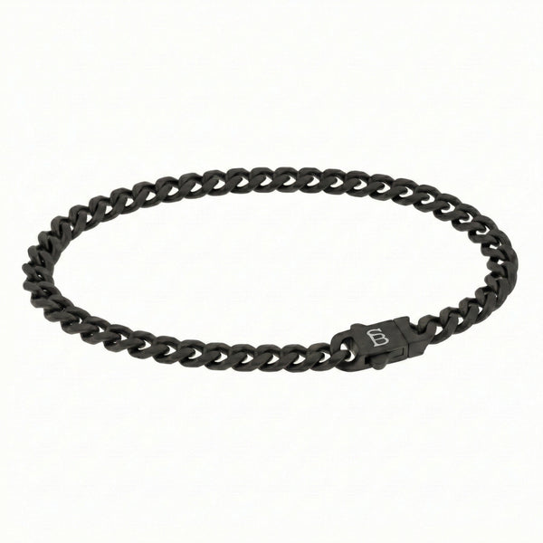 Link Chain Bracelet In Black Stainless Steel
