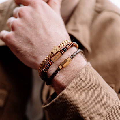 Luke Landon Nappa Leather Bracelet Brown/18K Gold