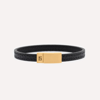 Grady Leather Bracelet 18K Gold/Black