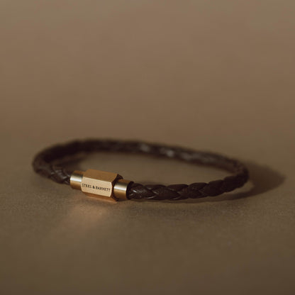 Luke Landon Nappa Leather Bracelet Brown/18K Gold
