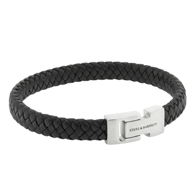 Black Braided Leather Men's Bracelet