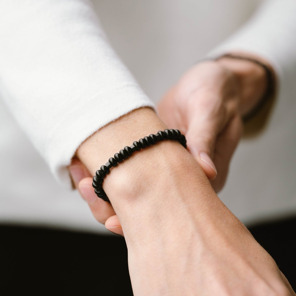 Black Edition Gemstone Bracelet Cyrus Adjustable - STEEL & BARNETT