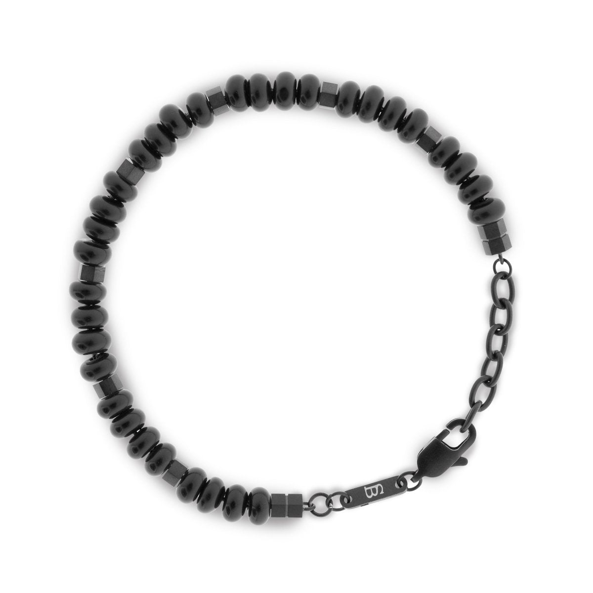 Black Edition Gemstone Bracelet Cyrus Adjustable - STEEL & BARNETT