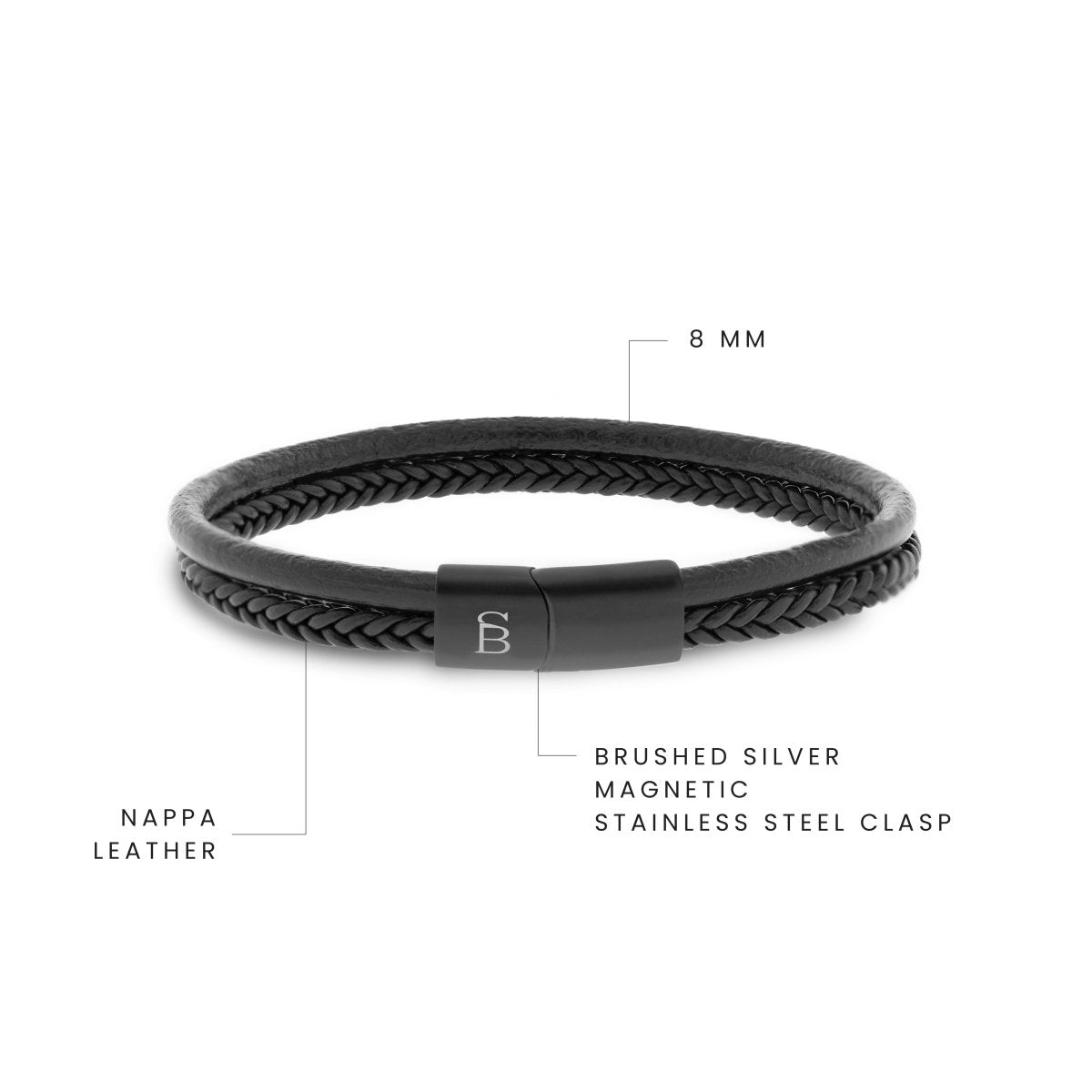 Black Edition Leather Bracelet Denby - STEEL & BARNETT