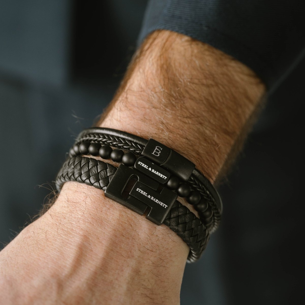 Black Edition Leather Bracelet Denby - STEEL & BARNETT
